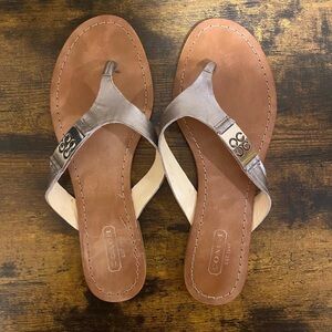 Coach Women's Metallic and Tan Sandals